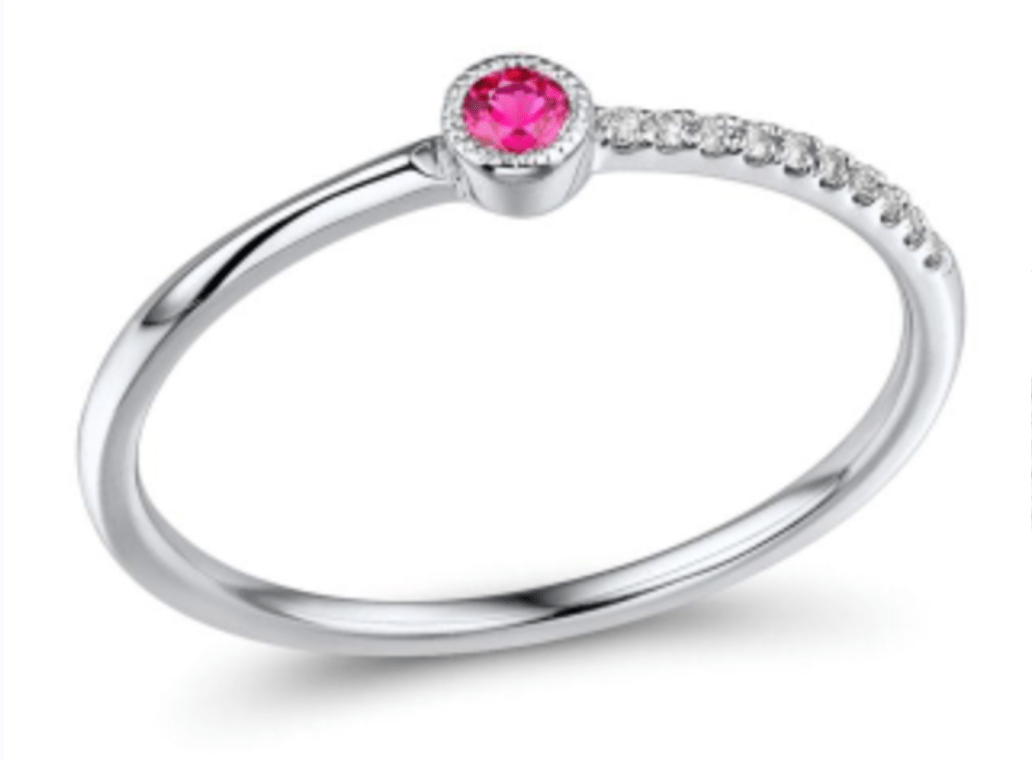 18K White Gold Pink Sappire Diamond Ring