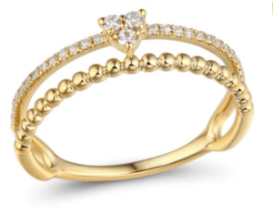 18K Yellow Gold Heart Crown Ring