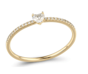18K Yellow Gold Heart Shape Diamond Ring