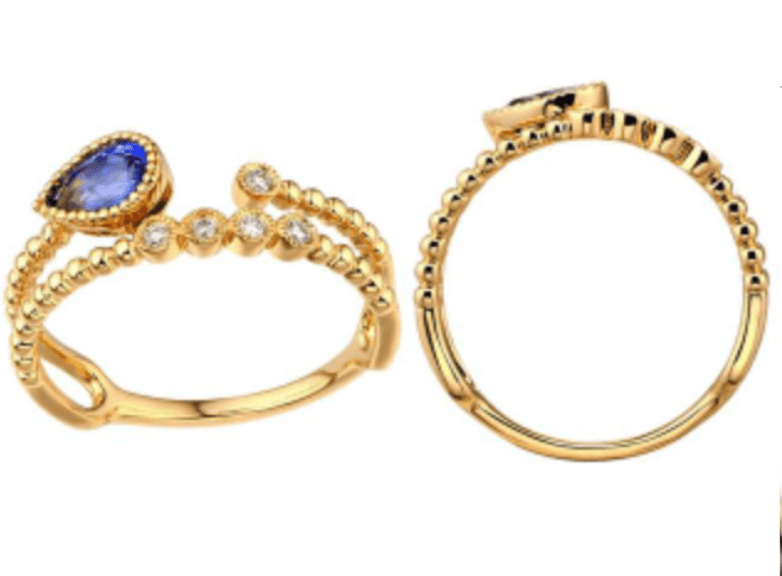 18K Yellow gold Night Gemstone and Diamond Ring