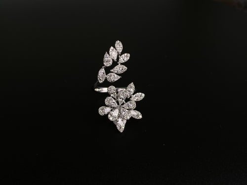 Leaves & Flower Diamond Ring | Zohar Jewels 